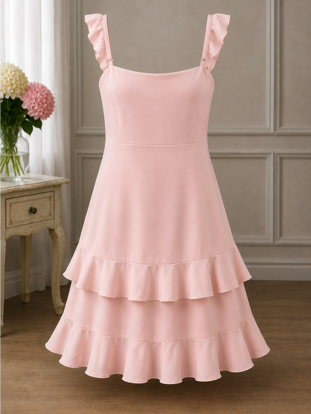 Girls' Ruffle Tiered Pink Party Dress